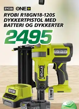 Coop Byggmix Ryobi r18gn18-120s dykkertpistol med batteri og dykkerter tilbud
