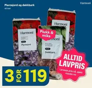 Maxbo Plantejord og dekkbark tilbud