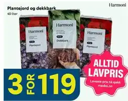 Maxbo Plantejord og dekkbark tilbud