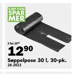 Biltema Søppelpose 30 l, 20-pk tilbud