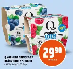 Coop Obs Q Yoghurt bringebær blåbær uten sukker tilbud