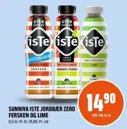 Coop Obs Sunniva iste jordbær zero fersken og lime tilbud