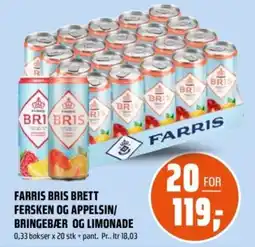 Coop Obs FARRIS Bris brett fersken og appelsin/ bringebær og limonade tilbud