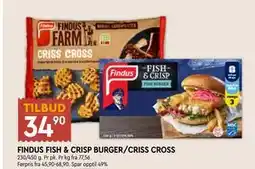 Coop Mega FINDUS FISH & CRISP BURGER/CRISS CROSS tilbud