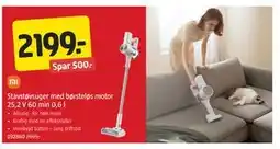 Jula Stavstøvsuger med børsteløs motor 25,2 V 60 min 0,6 l tilbud