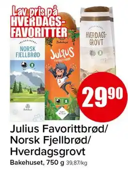 Spar Julius Favorittbrød/ Norsk Fjellbrød/ Hverdagsgrovt tilbud