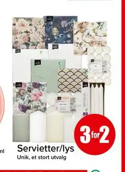 Spar Servietter/lys tilbud