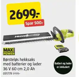 Jula Børsteløs hekksaks med batterier og lader 36 V 60 cm 2,0 Ah tilbud