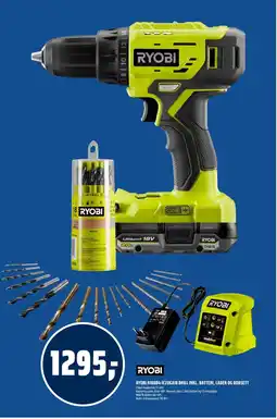 Coop Obs RYOBI RI8DD4-IC20GA18 Drill inkl. batteri, lader og borsett tilbud