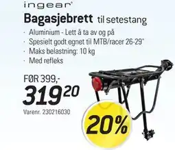 Thansen Bagasjebrett til setestang tilbud