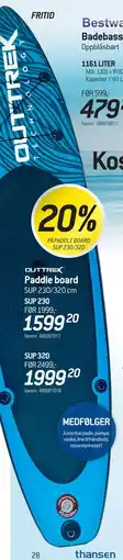 Thansen OUTTREK Paddle board tilbud