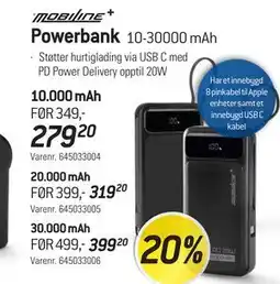 Thansen Powerbank 10-30000 mAh tilbud