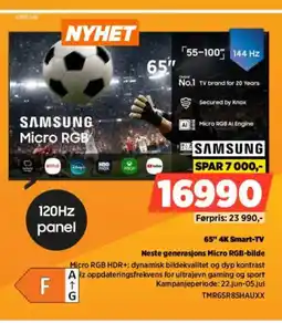 POWER SAMSUNG 65" 4K Smart-TV Neste generasjons Micro RGB-bilde tilbud