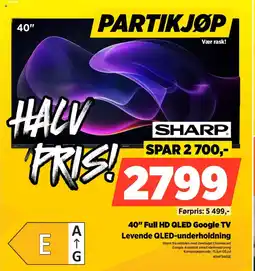 POWER SHARP 40" full hd qled google tv levende qled-underholdning tilbud
