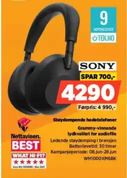 POWER Sony Støydempende hodetelefoner Grammy-vinnende lydkvalitet for audiofile tilbud