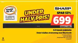POWER SHARP 2.0-kanals lydplanke Enkel trådløs strømming med Bluetooth tilbud