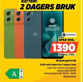 POWER Motorola g06.64 GB 5200 mAh-batteri for 2-dagers bruk tilbud
