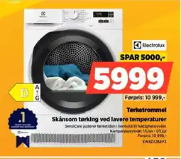 POWER Electrolux Tørketrommel Skånsom tørking ved lavere temperaturer tilbud