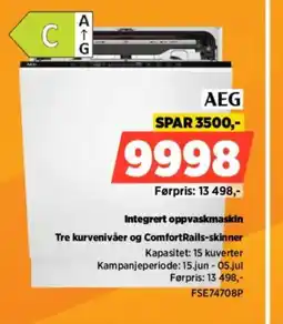 POWER AEG Integrert oppvaskmaskin Tre kurvenivåer og ComfortRails-skinner tilbud