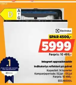 POWER Electrolux Integrert oppvaskmaskin Indikatorlys reflektert på gulvet tilbud