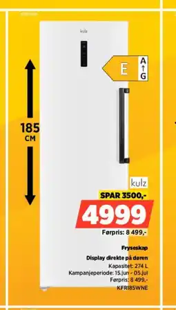 POWER Kulz fryseskap display direkte på døren tilbud