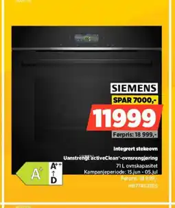 POWER SIEMENS Integrert stekeovn Uanstrengt activeClean®-ovnsrengjøring tilbud