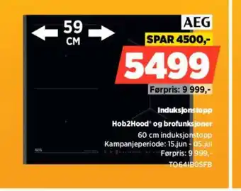 POWER AEG Induksjonstopp Hob2Hood og brofunksjoner tilbud