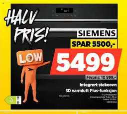 POWER SIEMENS Integrert stekeovn 3D varmluft Plus-funksjon tilbud