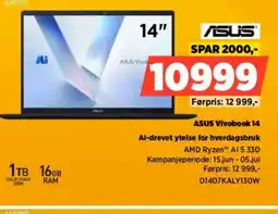 POWER ASUS Vivobook 14 Al-drevet ytelse for hverdagsbruk tilbud