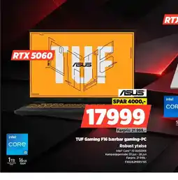 POWER ASUS TUF Gaming F16 bærbar gaming-PC Robust ytelse tilbud