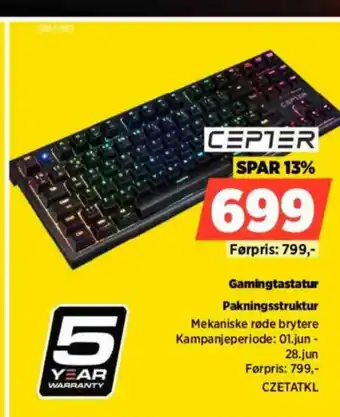 POWER CEPTER Gamingtastatur Pakningsstruktur tilbud
