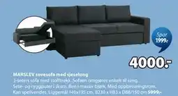 JYSK MARSLEV sovesofa med sjeselong tilbud