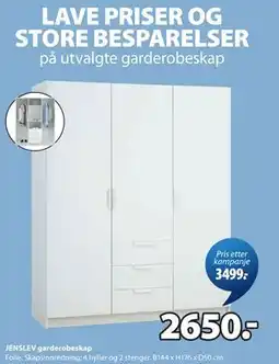 JYSK JENSLEV garderobeskap tilbud