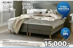 JYSK BJORSUND regulerbar seng grå-23 + KOLA overmadrass tilbud
