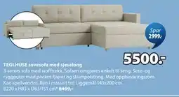 JYSK TEGLHUSE sovesofa med sjeselong tilbud