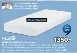 JYSK WELLPUR GLOMMA skummadrass tilbud