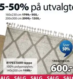 JYSK RYPESTARR teppe tilbud