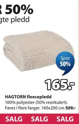 JYSK HAGTORN fleecepledd tilbud