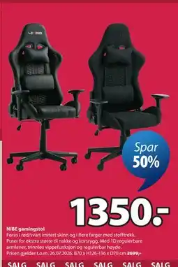 JYSK NIBE gamingstol tilbud