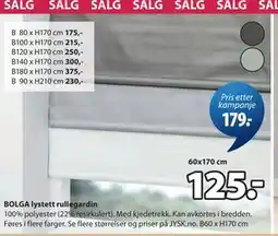 JYSK BOLGA lystett rullegardin tilbud