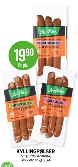 Kiwi KYLLINGPØLSER tilbud