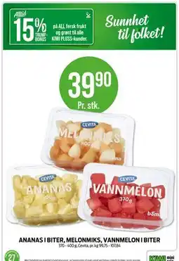 Kiwi ANANAS I BITER, MELONMIKS, VANNMELON I BITER tilbud