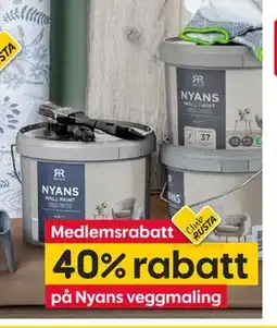 Rusta 40% rabatt på Nyans veggmaling tilbud