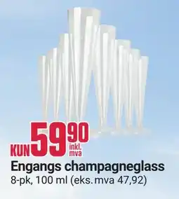 Europris Engangs champagneglass tilbud