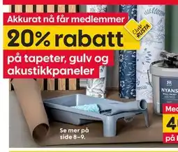 Rusta 20% rabatt på tapeter, gulv og akustikkpaneler tilbud