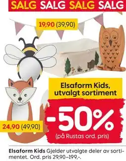 Rusta Elsaform Kids, utvalgt sortiment tilbud