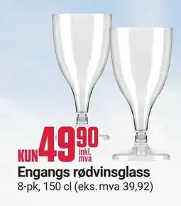 Europris Engangs rødvinsglass tilbud