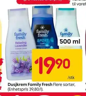 Rusta Dusjkrem Family Fresh tilbud