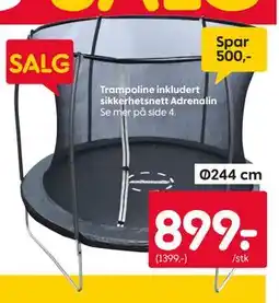 Rusta Trampoline inkludert sikkerhetsnett Adrenalin tilbud