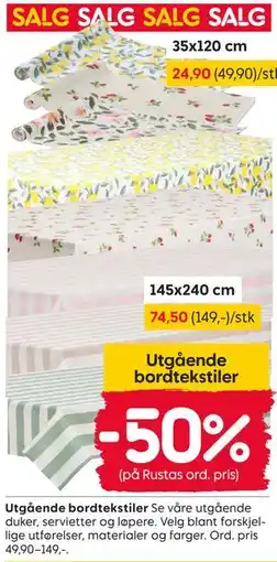 Rusta Utgående bordtekstiler tilbud